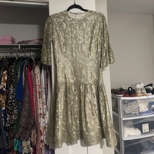 “Just in case” gold lace bell sleeve dress